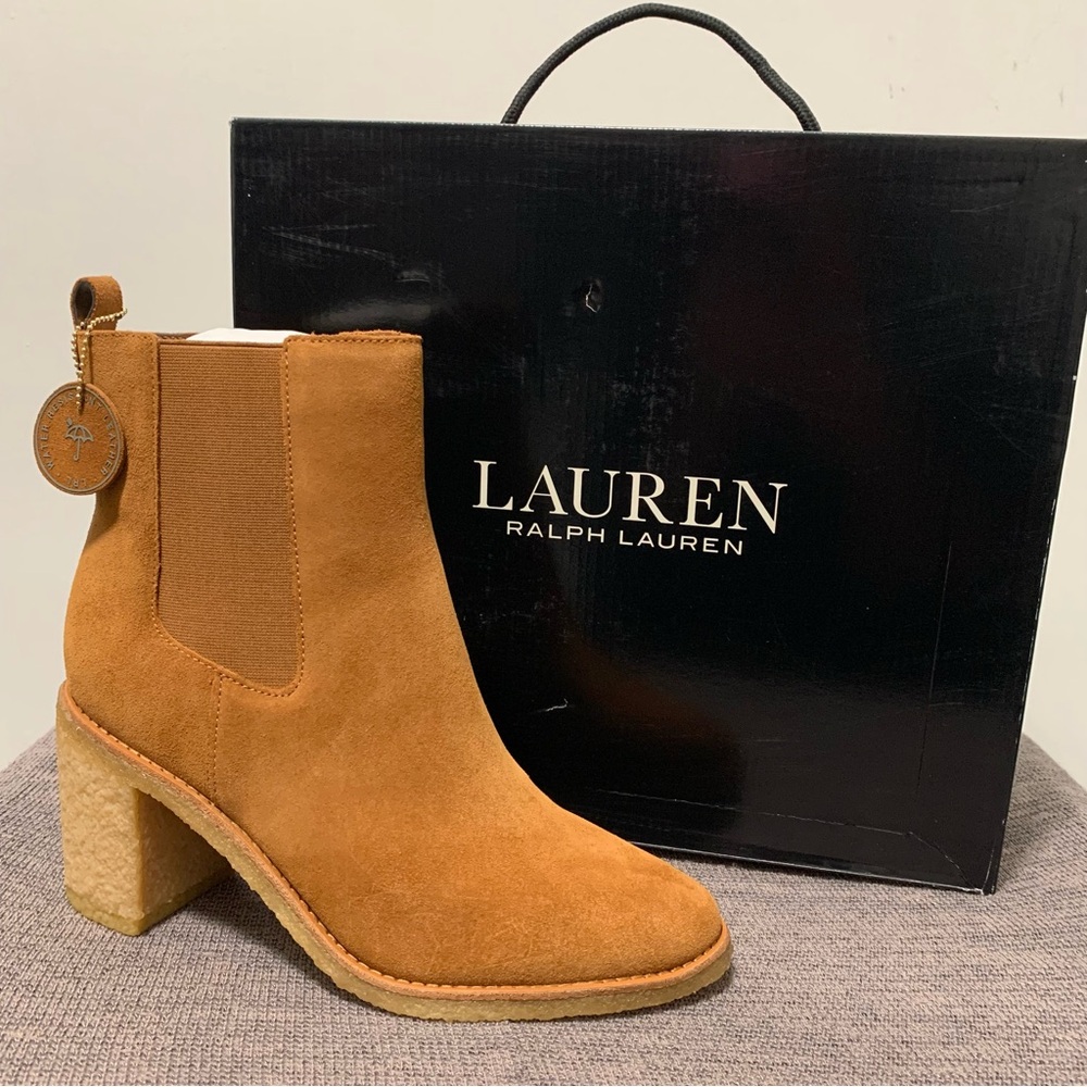 Lauren Ralph Lauren Marianna Ankle Boot Brown WP Suede Size 10 NWT.
